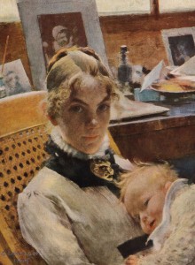 Familineidyll. 1885 malt Larsson seine Frau Karin und Töchterchen Suzanne.