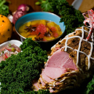 Julschinken mit Rotkohl Julbord Weihnachtsbuffet