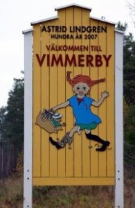 Von dem Ortsschild von Vimmerby